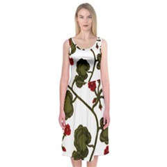 Geraniums Midi Sleeveless Dress by lwdstudio