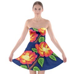 Sunset Flowers Strapless Bra Top Dress by lwdstudio