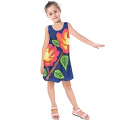 Sunset Flowers Kids  Sleeveless Dress by lwdstudio