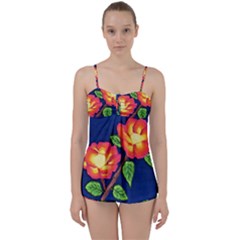 Sunset Flowers Babydoll Tankini Set