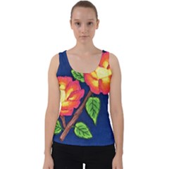 Sunset Flowers Velvet Tank Top