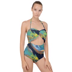 Space Scallop Top Cut Out Swimsuit