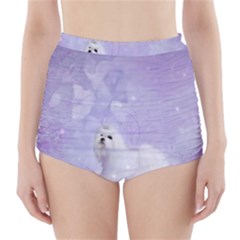 Cute Little Maltese, Soft Colors High-waisted Bikini Bottoms by FantasyWorld7