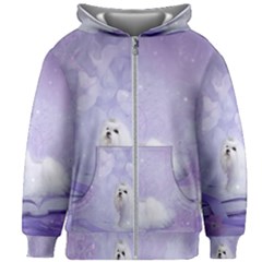 Cute Little Maltese, Soft Colors Kids Zipper Hoodie Without Drawstring by FantasyWorld7