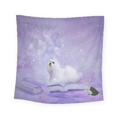 Cute Little Maltese, Soft Colors Square Tapestry (small) by FantasyWorld7