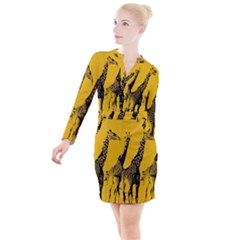 Giraffe  Button Long Sleeve Dress by Valentinaart