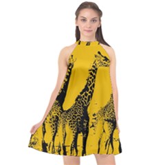 Giraffe  Halter Neckline Chiffon Dress 