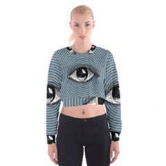 Pop Art Eye Cropped Sweatshirt by Valentinaart