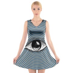 Pop Art Eye V-neck Sleeveless Dress