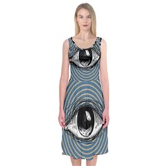 Pop Art Eye Midi Sleeveless Dress