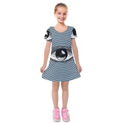 Pop Art Eye Kids  Short Sleeve Velvet Dress by Valentinaart