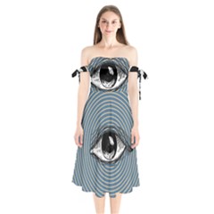 Pop Art Eye Shoulder Tie Bardot Midi Dress by Valentinaart