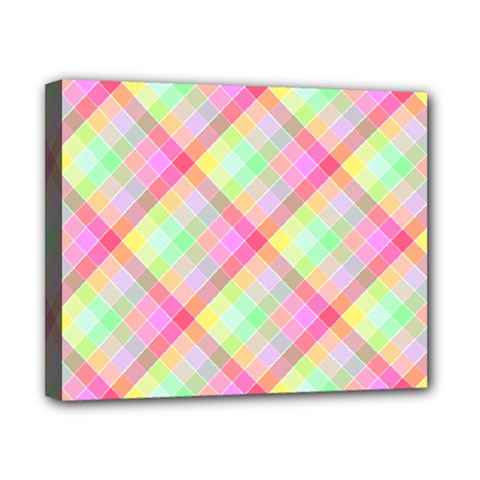 Pastel Rainbow Tablecloth Diagonal Check Canvas 10  X 8  (stretched) by PodArtist