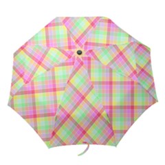 Pastel Rainbow Tablecloth Diagonal Check Folding Umbrellas by PodArtist