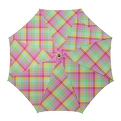 Pastel Rainbow Tablecloth Diagonal Check Golf Umbrellas by PodArtist