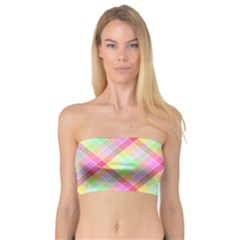 Pastel Rainbow Tablecloth Diagonal Check Bandeau Top by PodArtist