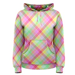 Pastel Rainbow Tablecloth Diagonal Check Women s Pullover Hoodie by PodArtist