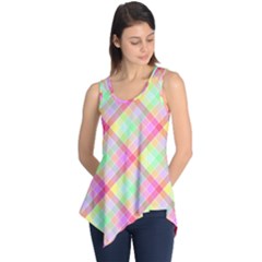 Pastel Rainbow Tablecloth Diagonal Check Sleeveless Tunic by PodArtist