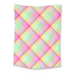 Pastel Rainbow Tablecloth Diagonal Check Medium Tapestry by PodArtist