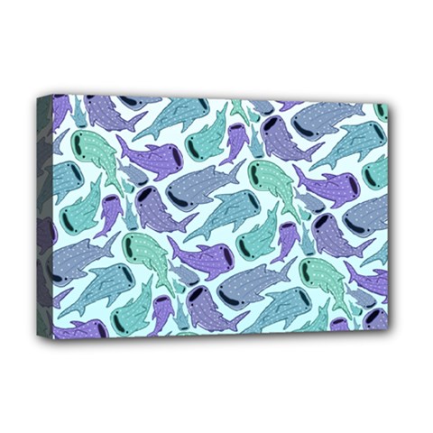 Whale Sharks Deluxe Canvas 18  X 12  (stretched) by mbendigo