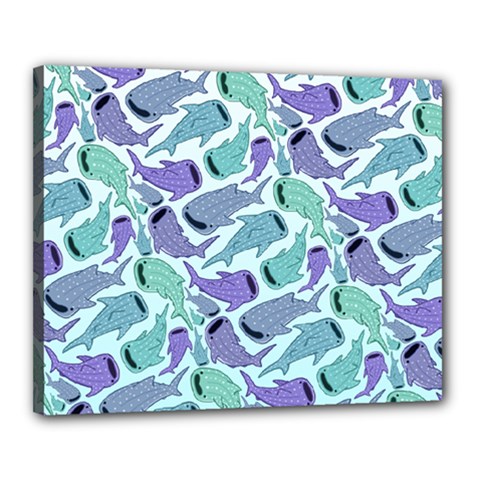 Whale Sharks Canvas 20  X 16  (stretched) by mbendigo