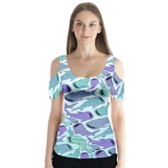 Whale Sharks Butterfly Sleeve Cutout Tee 