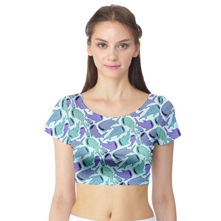 Whale Sharks Short Sleeve Crop Top