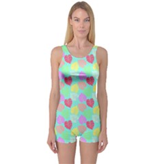 Pastel Rainbow Monstera One Piece Boyleg Swimsuit by PodArtist