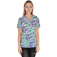 Whale Sharks Women s V-neck Scrub Top