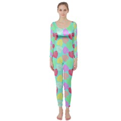 Pastel Rainbow Monstera Long Sleeve Catsuit by PodArtist