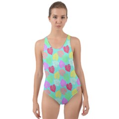 Pastel Rainbow Monstera Cut-out Back One Piece Swimsuit by PodArtist