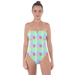 Pastel Rainbow Monstera Tie Back One Piece Swimsuit by PodArtist