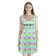 Pastel Rainbow Monstera Split Back Mini Dress  by PodArtist