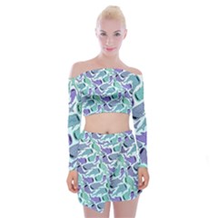 Whale Sharks Off Shoulder Top With Mini Skirt Set by mbendigo