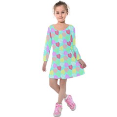 Pastel Rainbow Monstera Kids  Long Sleeve Velvet Dress by PodArtist