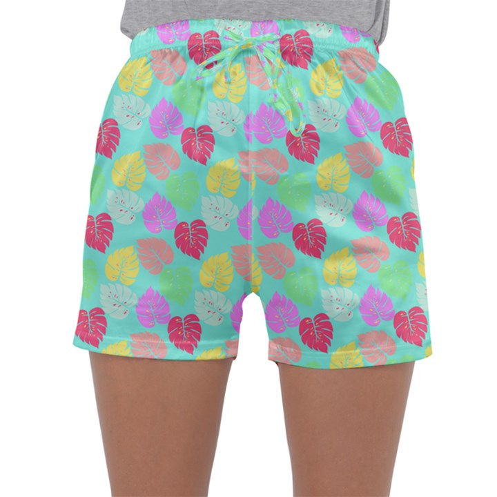 Pastel Rainbow Monstera Sleepwear Shorts