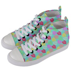 Pastel Rainbow Monstera Women s Mid-top Canvas Sneakers by PodArtist