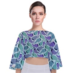 Whale Sharks Tie Back Butterfly Sleeve Chiffon Top