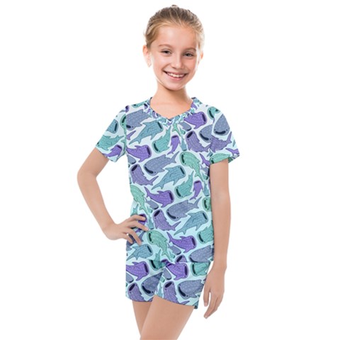 Whale Sharks Kids  Mesh Tee And Shorts Set by mbendigo