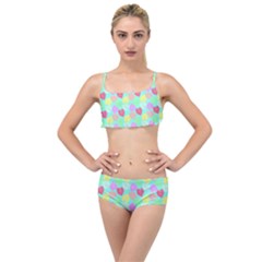 Pastel Rainbow Monstera Layered Top Bikini Set by PodArtist