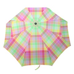 Pastel Rainbow Sorbet Ice Cream Check Plaid Folding Umbrellas by PodArtist