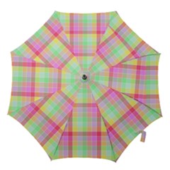 Pastel Rainbow Sorbet Ice Cream Check Plaid Hook Handle Umbrellas (large) by PodArtist