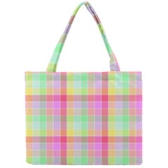 Pastel Rainbow Sorbet Ice Cream Check Plaid Mini Tote Bag by PodArtist