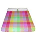 Pastel Rainbow Sorbet Ice Cream Check Plaid Fitted Sheet (Queen Size) View1