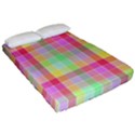 Pastel Rainbow Sorbet Ice Cream Check Plaid Fitted Sheet (Queen Size) View2