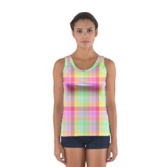 Pastel Rainbow Sorbet Ice Cream Check Plaid Sport Tank Top  by PodArtist