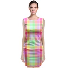 Pastel Rainbow Sorbet Ice Cream Check Plaid Classic Sleeveless Midi Dress by PodArtist