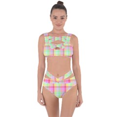 Pastel Rainbow Sorbet Ice Cream Check Plaid Bandaged Up Bikini Set  by PodArtist