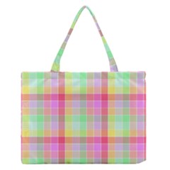 Pastel Rainbow Sorbet Ice Cream Check Plaid Zipper Medium Tote Bag by PodArtist