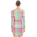 Pastel Rainbow Sorbet Ice Cream Check Plaid Long Sleeve Off Shoulder Dress View2